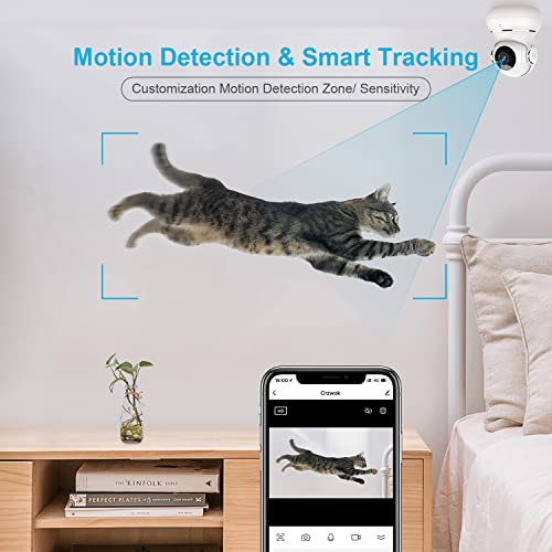 Image of [2022 New] Pet Camera, 1080P Indoor Security Camera, Home Camera with Phone App, 360 Degree WiFi Camera Wireless for Baby /Dog, IR Night Vision, Motion Detection, 2-Way Audio, Work with Alexa