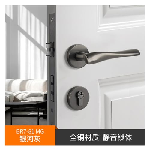 Serrure de porte en cuivre pur aspect gris galaxie pour intérieur chic