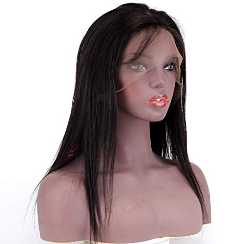 13X4 Lace Front Wigs 100% Human Hair Wig with Baby Hair 14 Inches Natural Black Straight Wig 130% Density