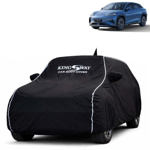 Image of KINGSWAY Super Waterproof Car Cover Only with BYD Sealion 7 (Year 2025 Onwards - All Model) | Mirror and Antenna Pockets | All Weather Car Body Cover with Silver Piping | Black