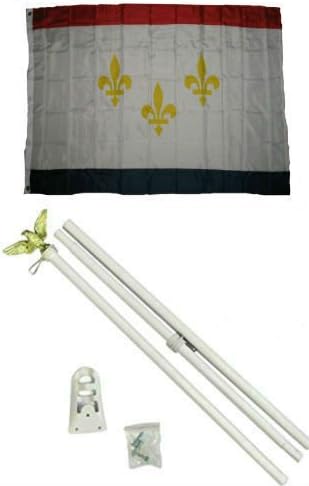 New They can be used indoors or outdoors.3x5 City of Orleans Louisiana Flag White Pole Kit Set 3'x5'.The authentic design is based on information from official sources
