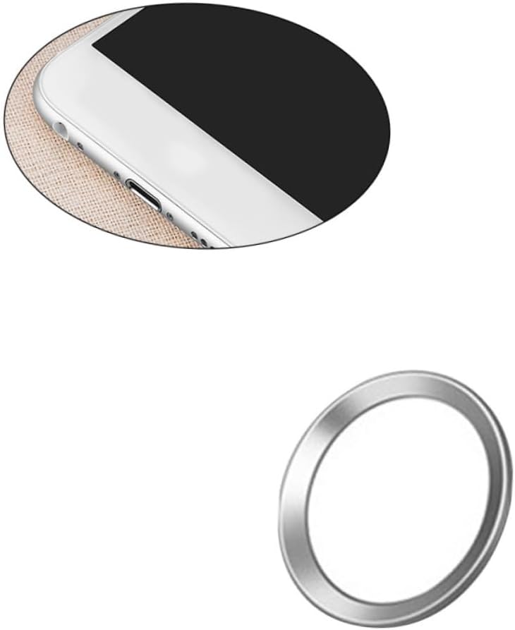 COLLBATH Fingerprint Identification Home Button Sticker Metal White with Silver Outline Sturdy and Environmental Protection