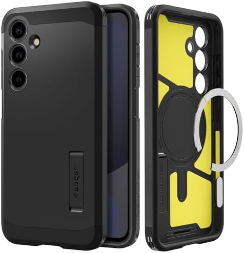 Spigen Samsung Galaxy S24 FE Tough Armor MagFit Hülle -Black | Kompatibel mit MagSafe, Integrierter Kickstand, Air Cushion Tech, Military-Grade Schutz, Spigen Original Serie