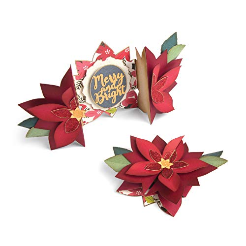 Sizzix Thinlits Die Set Card, Poinsettia Fold Jen Long (9-Pack), Multicolor