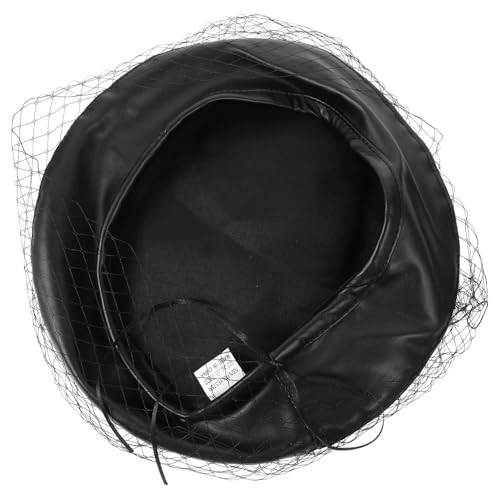 VALICLUD Béret Cuir pour Femmes Chapeau Français Décoratif Voile Classique Uniforme pour Sorties Et Mariages