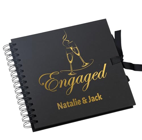 Image of Personalised Engagement Multiple Colour Scrapbook Journal Memory Keepsake Gift (Black)
