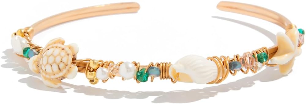 XAM Arm Cuff Upper Arm Bracelet for Women Adjustable Flower Sea Shell Leaf Feather Open Upper Arm Bangle Bracelet Boho Summer Holiday Jewelry