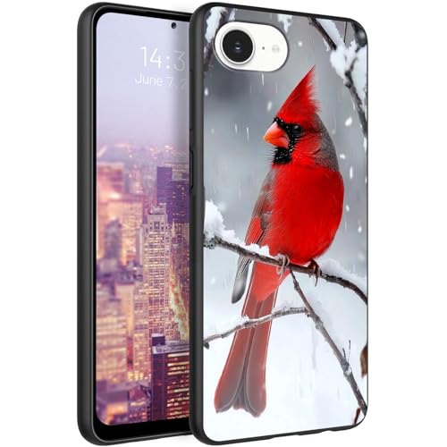 Coque iPhone 16E TPU souple oiseau cardinal rouge antidérapante