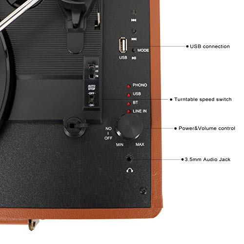 EastRock Platine Vinyle Bluetooth Portable USB, Vintage Platine Vinyle à 3 Vitesses (33/45/78 RPM), Tourne-Disque avec… - Les Beatles, Paul McCartney, John Lennon, RIngo Starr, George Harrison EastRock Platine Vinyle Bluetooth Portable USB, Vintage Platine Vinyle à 3 Vitesses (33/45/78 RPM), Tourne-Disque avec… – Image 6