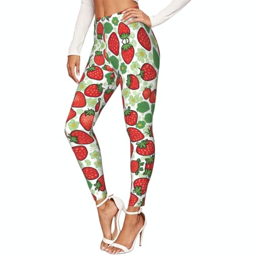 Leggings de fresas para mujer pantalones entrenamiento gimnasio