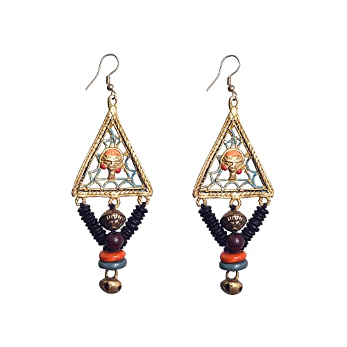 Image of Handcrafted Tribal & Dhokra Art Earrings Collection for Women - Royal Boho Statement Designs in Brass, Wooden, Beaded & Geometric Styles