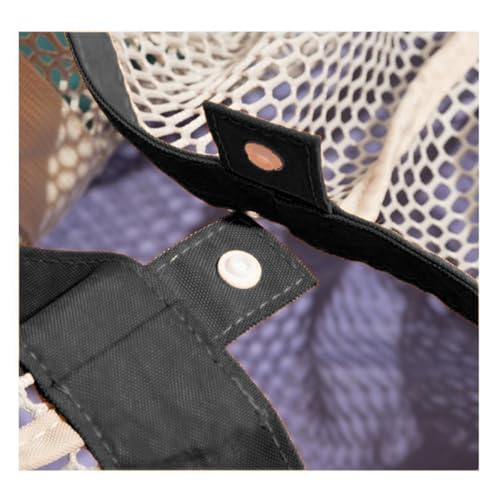 Reversible Mesh Canvas Tote Bag - Two-Tone Patchwork Shoulder Bag, Lightweight & Foldable for Beach, Gym, Travel4