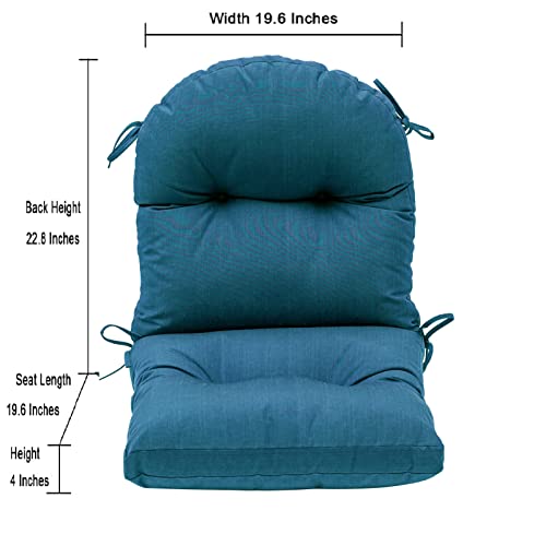 Image of QILLOWAY Tufted Outdoor Chair Cushion Set of 4, Waterproof 43x20x4 Inch Non Slip Replacement Pad for Wicker Lounge Patio Furniture, Peacock Blue