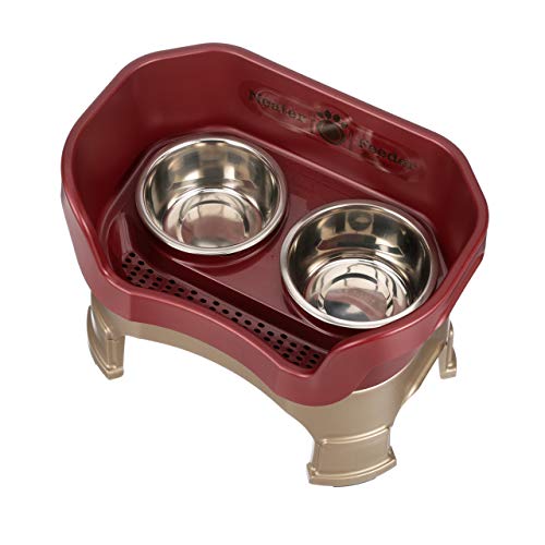 Neater Feeder Deluxe With Leg Extensions For Medium Dogs - Mess Proof Pet Feeder With Stainless Steel Food & Water Bowls - Drip Proof, Non-Tip, And Non-Slip - Cranberry #TOP6