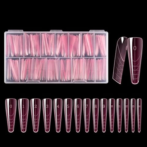 NMKL38 150Pcs Pink Dual Forms Full Cover Nail Tips Upper Arched Almond Shape Extension Mold Cover