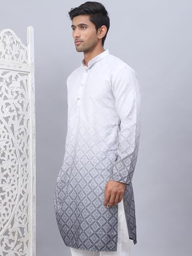 Image of Jompers Men Pure Cotton Straight Fit Ombre Kurta