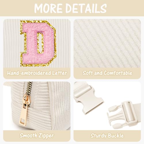 Image of Gitus Gifts for Teen Girls 10-12 12-14 14-16 16-18 Birthday Gifts for Girls Women Sister Teacher Initial Belt Bag Fanny Pack Crossbody Bags for Teen Girl Gifts Trendy Stuff Travel Essentials (Ivory-D)