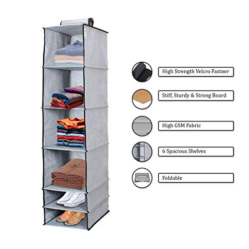 Image of Hanging Organizer (Grey, Pack of 1 (6 Shelf))