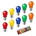 Produktbild Jiotouhu 10er Pack Farbige LED Leuchtmitte 3W E27 A50 Gemischt Rot Gelb Grün Blau Orange,Bunte Glühbirnen für Hochzeit Halloween Weihnachten Party Bar