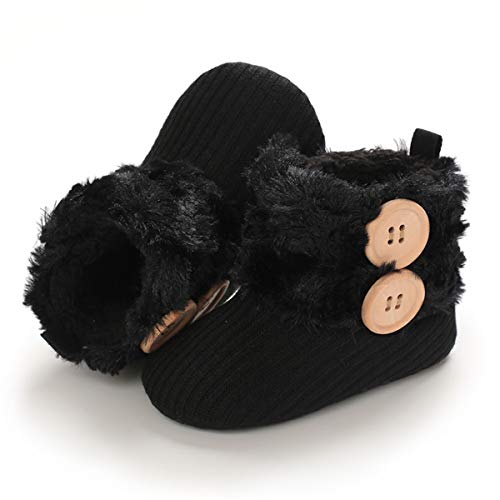 Cosankim Newborn Baby Girls Boys Boots Soft Anti-Slip Sole Warm Winter Snow Booties Toddler Infant Prewalker Shoes(12-18 Months Toddler, D/Black Baby Shoes #TOP3