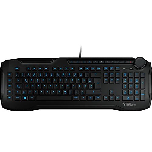 Roccat Horde Membranical Gaming Tastatur, ROC-12-300-BK, (blaue LED Beleuchtung, Präzisions-Tastenlayout, Quick-fire Makro-Tasten, konfigurierbares Tuning-Rad, USB) schwarz