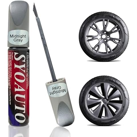 SYOAUTO Midnight Gray Rim Touch Up Paint For Tesla Model S 19" Tempest Wheel Touch Up Paint Rim Scratch Repair Wheel Curb Rash Paint Pen(Midnight Gray) Cover