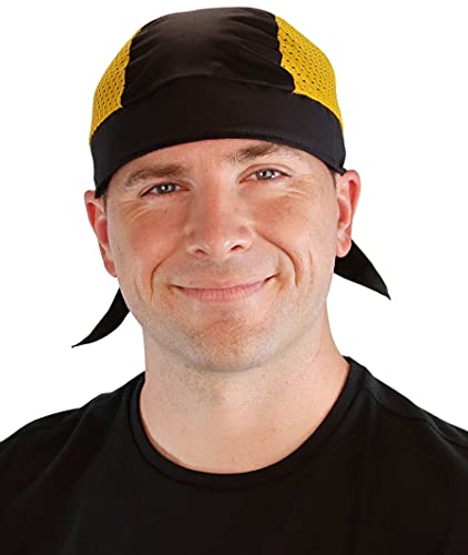 Sparkling EARTH Skull Cap Biker Caps Headwraps Doo Rags - Yellow/Black Air Flow