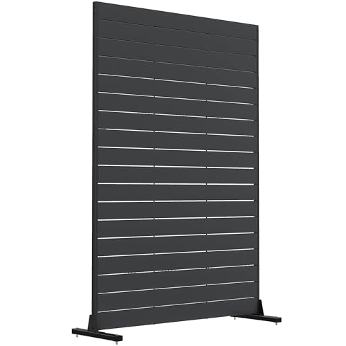 Outsunny Écran de Confidentialité Extérieur, Panneau Décoratif HDPE avec Support et 6 Panneaux, 120 x 174 cm, Autoportant pour Extérieur, Balcon, Bureau, Noir