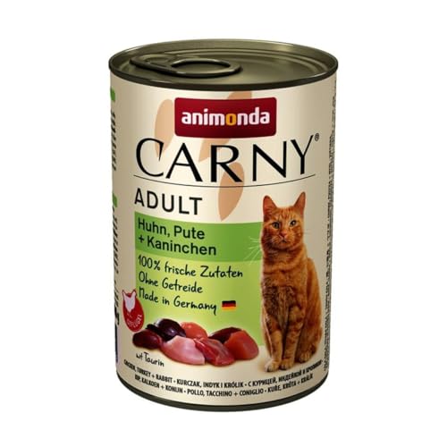animonda Carny Adult Katzenfutter Nassfutter für ausgewachsene Katzen, Huhn, Truthahn + Kaninchen, 6 x 400 g