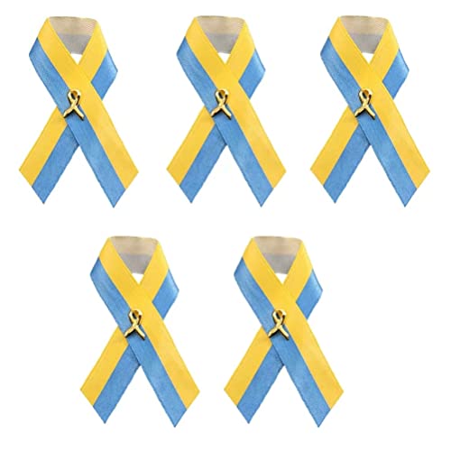 Pin de la Cinta de la Bandera de Ucrania Pin de la Cinta Ucraniana Nudo de la Paz Insignia Patriótica para la Conciencia de Ucrania, Satin Blue Yellow Knot Broche Pins de (2PCS)