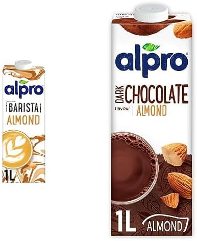 Alpro Profesyonel Badem Bitki Bazlı İçecek 1 L ve Alpro Badem Bitter Çikolata İçeceği 1L