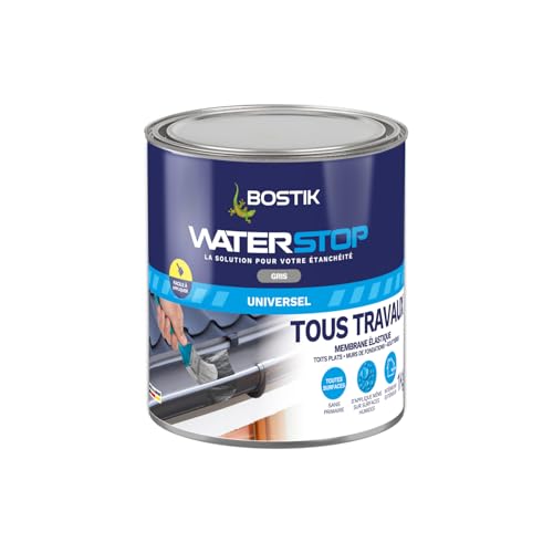 Bostik Waterstop Gris 1 kg – Membrane d’Étanchéité Toiture, Gouttières & Murs – Répare Fuites, Infiltrations & Fissures – Résistant UV &...