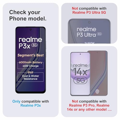 Image of Military-Grade Gorilla Tempered Glass For Realme P3x (6.72 Inch) With Installation Kit | Edge to Edge Coverage | Black