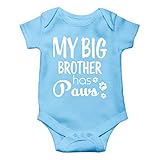 AW Fashions My Big Brother Has Paws Baby Bodysuit Funny Newborn Outfit Cut Boy Girl Infant Clothes Romper (6 Months, Light Blue)