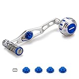 HEIGHTEN 改良型 70/45mm リール ハンドル シマノ(SHIMANO) ダイワ(DAIWA) アブ(Abu) ベイトリール 通用 V2.0 (シルバー/ブルー(ノブ)＆シルバー(ハンドル)) (131)