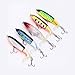 DesignSter 5PCS Top Water Fishing Lure Set/ Rotating Lures Tail 3.9inch Pencil Hard Bait Hook with Box/ Fish Tackle Bait for Freshwater Saltwater Carp Bass Pike, etc