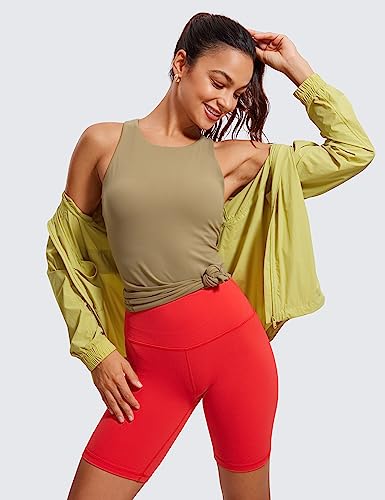 Image of CRZ YOGA Butterluxe High Crew Neck Tank Top | Light Support, Built in Bra, Removable Pads, Yoga, Extremely Soft, Racerback, for Women
