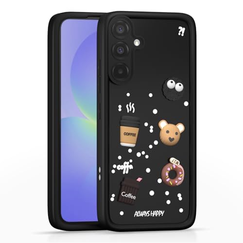 Image of Pikkme Back Cover for Samsung Galaxy A36 5G | Cute Fun Cartoon 3D Bear Silicone Full Body Protection Bumper Case (Black)