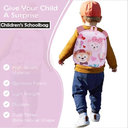 Image of BabyMoon Eggshell Multipurpose Kids Backpack | Children's School Bag for Boys & Girl's | Kids Travel Backpack | Teddy Pink