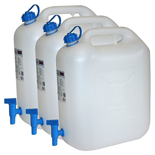 Hergestellt für BAUPROFI 3X Wasserkanister ECO 20 Liter mit Hahn 3er Set Camping-Kanister Wassertank NEU Cover