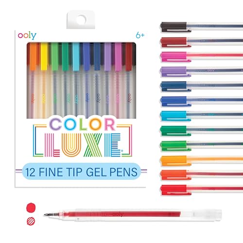Ooly Color Luxe Gel Pen Set of 12 Coloring Drawing and Notetaking Gel Pens Great for Journaling Scrapbooking and any Adult Coloring Book Colored Pens for Work School Supplies