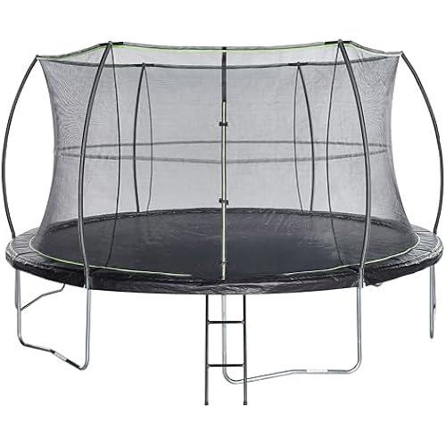JumpKing Round Trampoline Net Enclosure and Ladder Heavy Duty Black 14ft