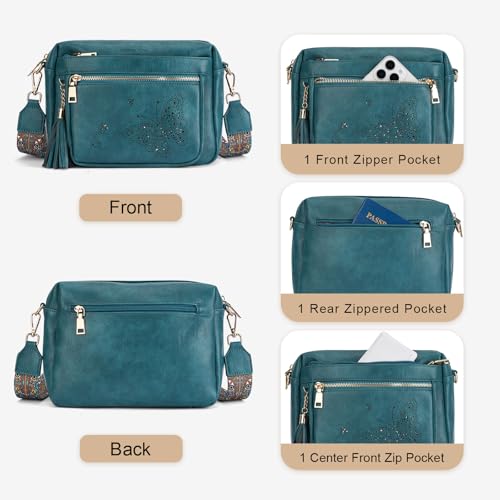 Image of KITEVIUN Crossbody Bags for Women Trendy Leather Crossbody Purse Shoulder Handbags Butterfly Design