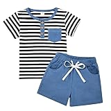 FOCUTEBB 2T Toddler Baby Boy Clothes Summer Outfits Short Sleeve Striped Tops T-Shirt Casual Shorts