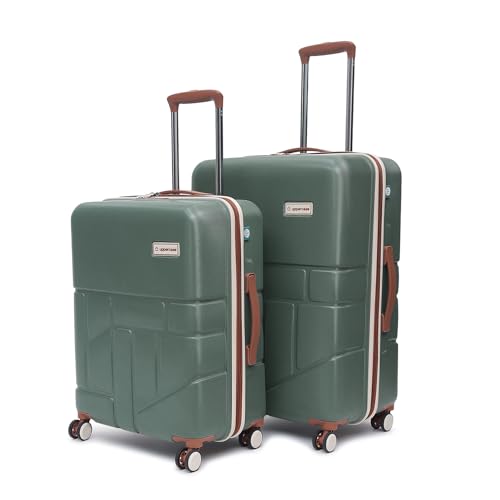 Image of uppercase Rock (M+L) Set of 2, Check-in Trolley Bag, Hardsided Anti-Scratch 8 Wheel Luggage, TSA Lock & Anti-Theft Zippers, Suitcase for Unisex, 2000 Days Warranty (Green)