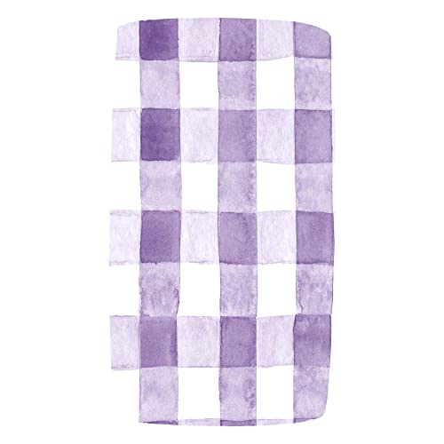 Image of Dear Baby Gear Deluxe Baby Crib Sheet - Cotton Polyester Infant Sheets - Soft Machine-Washable Crib Mattress Cover - Newborn Nursery Bedsheet - Watercolor Purple Lavender Plaid Print, 52 inchx28 inchx10 inch