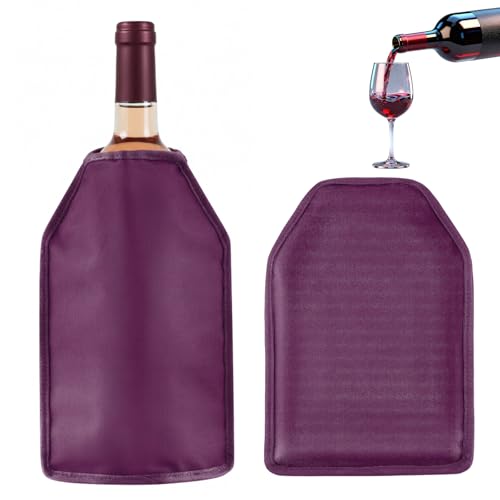 Wine Bottle Cooler, Wine Chiller Bottle Sleeve, Gel Wine Bottle Chill Cooler Ice Pack Sleeve- Freezer Sleeve- Vodka- Tequila Chiller- Cooler- Carrier (Purple)