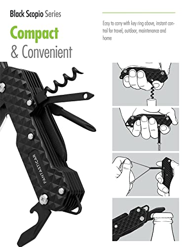 Fantasticar 15 In 1 Multi-Tool, Edc Folding Pocket Knife With Premium Gift Box For Camping, Fishing, Hunting, Survival, Outdoor (Black) #TOP5