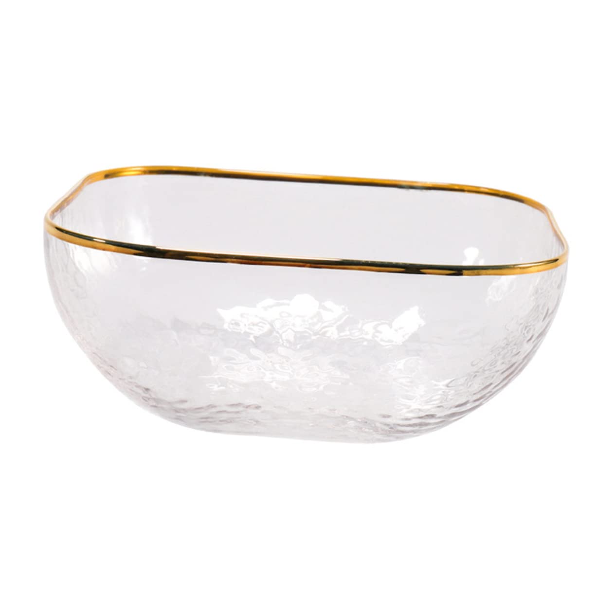 Bol à salade verre avec bord doré grand récipient pour desserts et rangement alimentaire