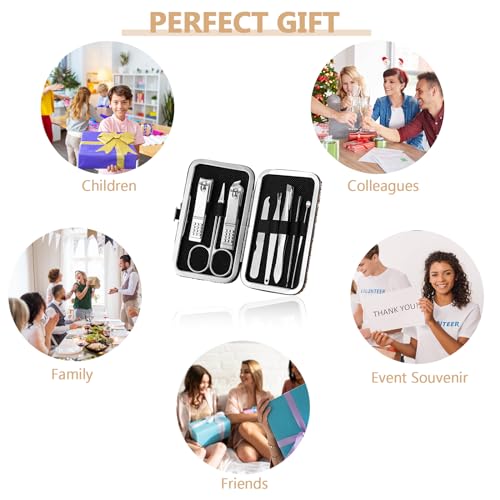 Geosar 12 Sets Manicure Set Nail Clippers Pedicure Kit Stainless Steel Pedicure Grooming Kits Nail Care Tools with Luxurious Travel Case for Wedding Gift(Glitter Rose Gold)